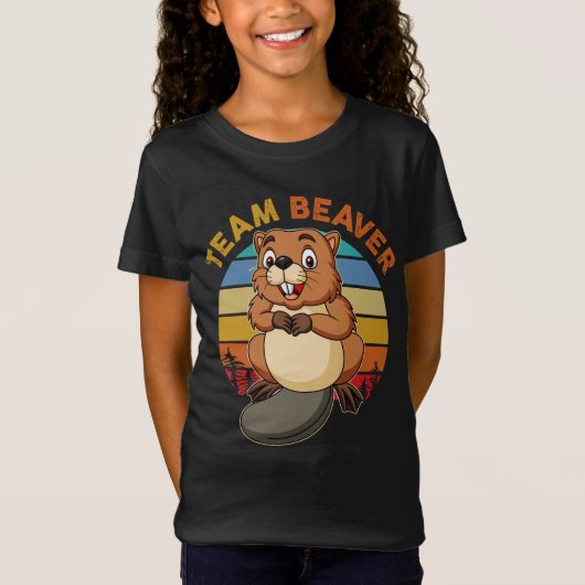 Team Beaver Retro Sunset Beavers Lover T-shirt (Voorkant)