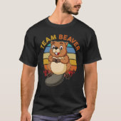 Team Beaver Retro Sunset Beavers Lover T-shirt (Voorkant)