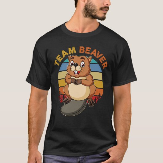 Team Beaver Retro Sunset Beavers Lover T-shirt (Voorkant)