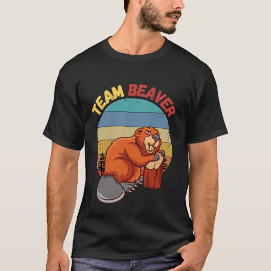 Team Beaver Retro Sunset Beavers Lover T-shirt (Voorkant)