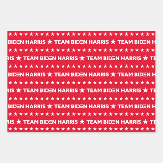 Team Biden Harris White Stars Pattern Custom Red Inpakpapier Vel (Voorkant)