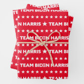 Team Biden Harris White Stars Pattern Custom Red Inpakpapier Vel (In situ)