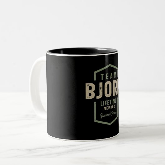 Team Bjorn Lifetime Lid Persoonlijke naam Tweekleurige Koffiemok (Voorkant links)