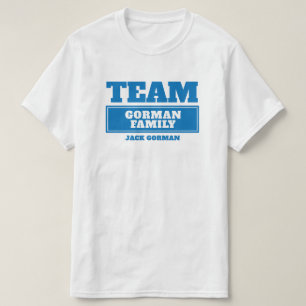 Team blauw gepersonaliseerd gezin of groep t-shirt