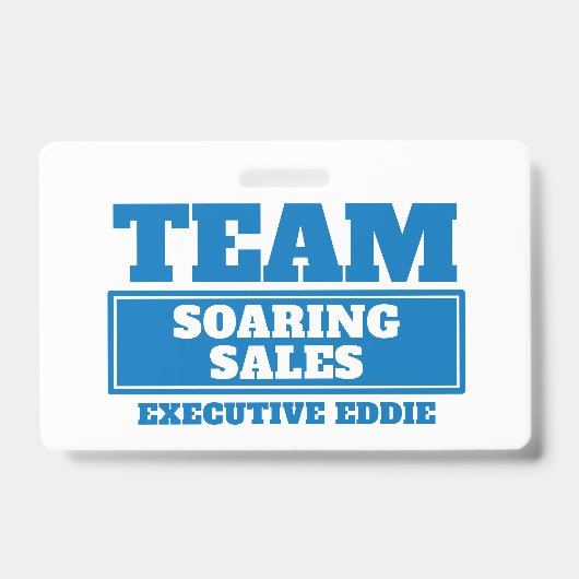 Team blauw gepersonaliseerde naam teambuilding bad badge (Voorzijde)