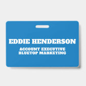 Team blauw gepersonaliseerde naam teambuilding bad badge (Achterkant)