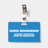 Team blauw gepersonaliseerde naam teambuilding bad badge (Achterkant met clip)