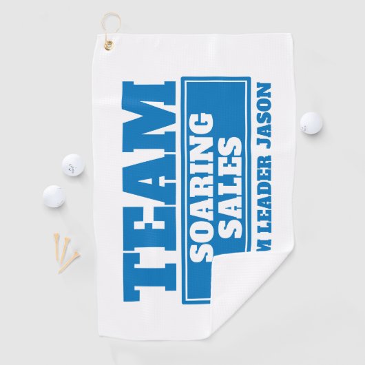 Team blauwe aangepaste naam golf team building eve golfhanddoek (Insitu)