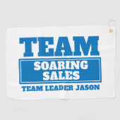 Team blauwe aangepaste naam golf team building eve golfhanddoek (Horizontaal)