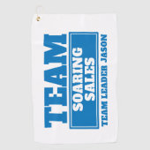 Team blauwe aangepaste naam golf team building eve golfhanddoek (Voorkant)