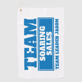 Team blauwe aangepaste naam golf team building eve golfhanddoek