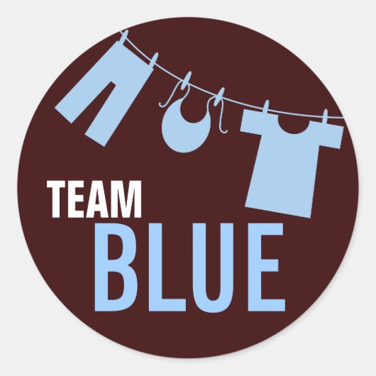 Team Blauwe Babykleding Geslacht onthullen Team St Ronde Sticker (Voorkant)