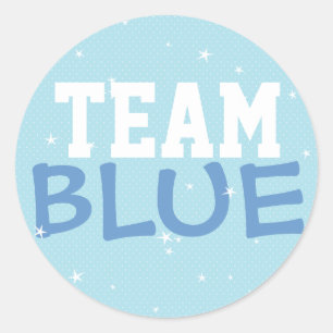 Team Blauwe Polka Dot & Sterren Ronde Sticker
