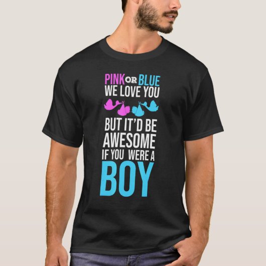 Team Blue Baby Boy Aankondiging Geslacht Deel onth T-shirt (Voorkant)