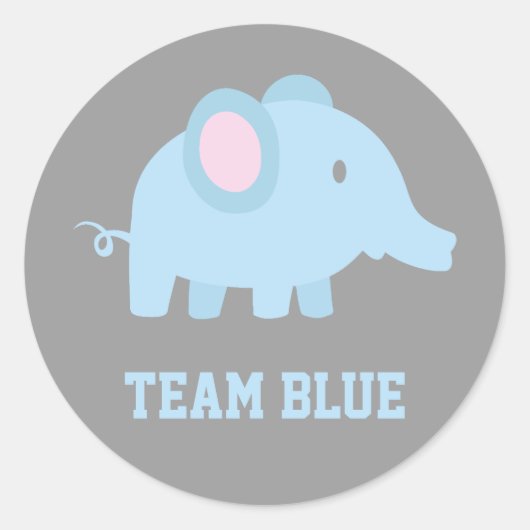 Team Blue, Baby Boy Olifant, Geslacht onthullen Pa Ronde Sticker (Voorkant)