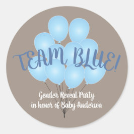 Team Blue | Blue Balloons Geslacht onthullen Parti Ronde Sticker