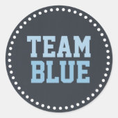 Team Blue Chalkboard Baby Geslacht onthullen Ronde Sticker (Voorkant)