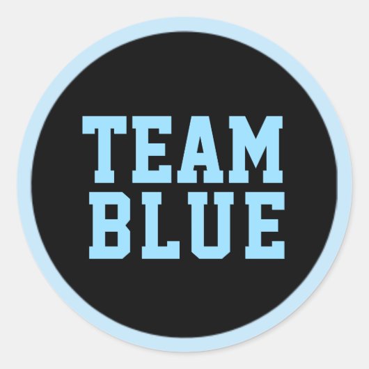 TEAM BLUE Gender onthullen Baby shower Game Labels (Voorkant)