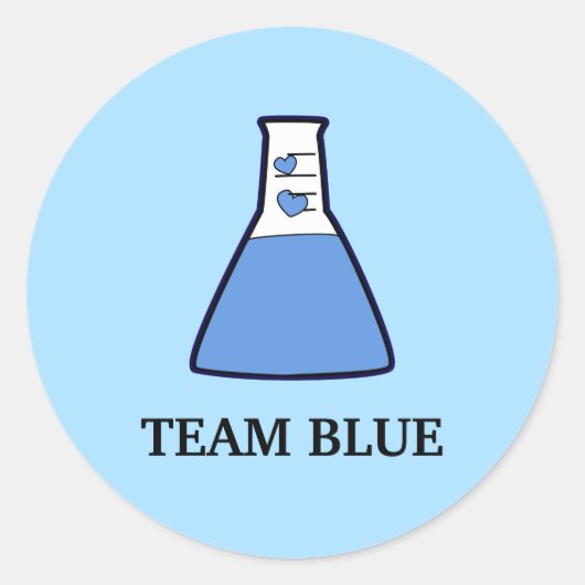 Team Blue Gender Reveal Science Beaker Ronde Sticker (Voorkant)