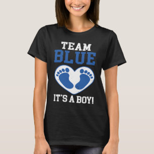 Team Blue Het is een jongen Zwangerschap Voet Prin T-shirt