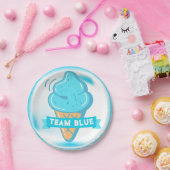 Team Blue Ice Cream Geslacht onthullen Papieren Bordje (Feest)