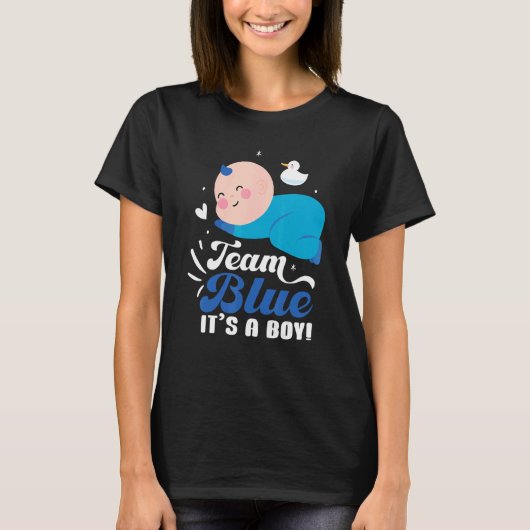 Team Blue It's A Boy Pregnancy Baby Gender Reveal T-shirt (Voorkant)