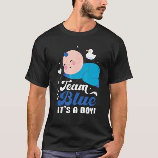 Team Blue It's A Boy Pregnancy Baby Gender Reveal T-shirt (Voorkant)