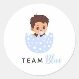 Team Blue Pasgeboren Babyjongen In Uitgekomen Ei  Ronde Sticker
