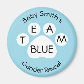 Team Blue Paw Print Gender onthullen Magneet (Voorkant)