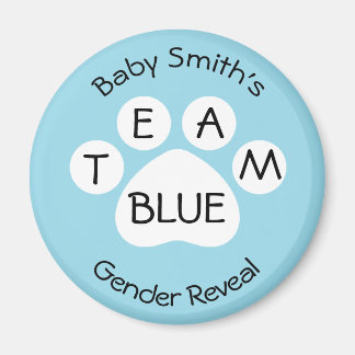 Team Blue Paw Print Gender onthullen Magneet