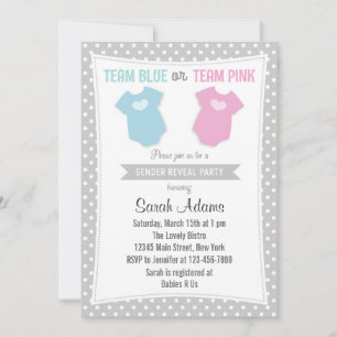 Team Blue Team Pink Gender Reveal Party Uitnodigin Kaart