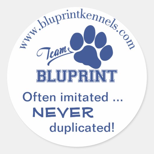 Team BluPrint Sticker: Vaak geïmiteerd nooit... Ronde Sticker (Voorkant)