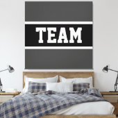 TEAM Bold Athletic Donkergrijs Zwart Wit Strepen Canvas Afdruk (Insitu (Slaapkamer))