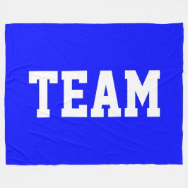 TEAM Bold White Athletic Text On Bright Royal Blue Fleece Deken