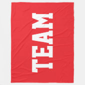 TEAM Bold White Athletic Text On Bright Sporty Red Fleece Deken (Voorkant)