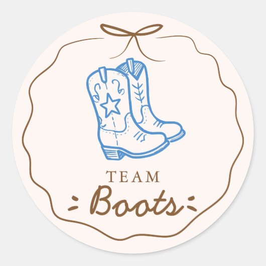 Team Boots Gender Reveal Stemmen Ronde Sticker (Voorkant)