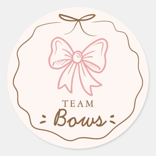 Team Bows Gender Reveal Stemmen Ronde Sticker (Voorkant)