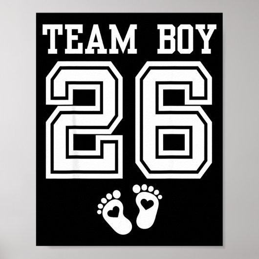 Team Boy 2026 Gender Reveal Baby Shower Matching F Poster (Voorkant)