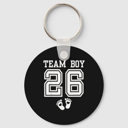 Team Boy 2026 Gender Reveal Baby Shower Matching F Sleutelhanger (Voorkant)