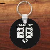 Team Boy 2026 Gender Reveal Baby Shower Matching F Sleutelhanger (Voorkant)