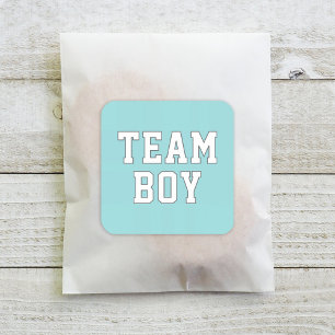 Team Boy Aqua Blue Baby Gender Revesting Party Vierkante Sticker