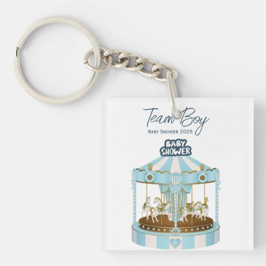 Team Boy Baby shower 2025 T-shirt Sleutelhanger (voorkant)