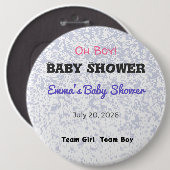Team Boy Baby Shower Knopen Ronde Button 6,0 Cm (Voorkant /achterkant)