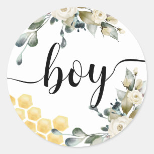 Team Boy Bee thema Geslacht Onthullen Ronde Sticke Sticker