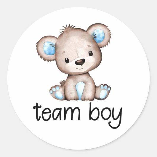 Team Boy Beer thema Geslacht onthullen Sticker (Voorkant)