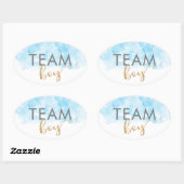 Team Boy Blauw Goud Glitter Geslacht Onthullen Ovale Sticker (Vel)
