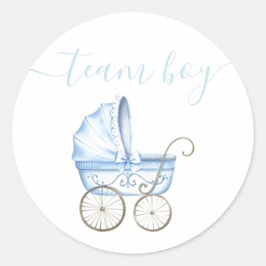 Team Boy, Blauwe Wandelwagen Geslacht onthullen Ronde Sticker (Voorkant)