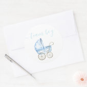 Team Boy, Blauwe Wandelwagen Geslacht onthullen Ronde Sticker (Envelop)