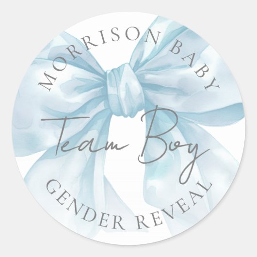 Team Boy Blue Bow Genderonthulling Ronde Sticker (Voorkant)