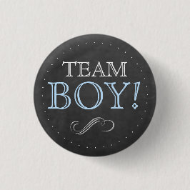 Team Boy Blue Chalkboard Baby shower Small Ronde Button 3,2 Cm